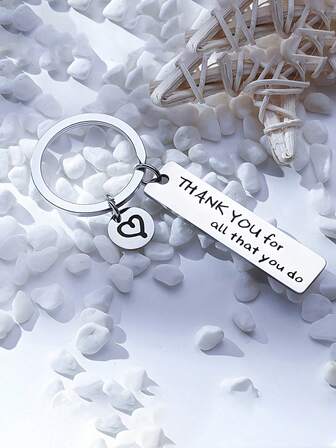 1pc Stainless Steel Engraved "Thank You" Keychain, Creative Gift For Friends, Parents, Colleagues