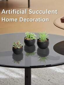 3盆仿真多肉植物，绿色多肉，黑色花盆，PE材质，仿真多肉，桌面装饰，家居装饰，花园装饰，学校宿舍办公室装饰，婚礼季装饰，礼物，春夏装饰，户外派对活动节日生日派对装饰，酒店餐厅客厅卧室婚礼宴会厨房装饰，绿色装饰，多年生植物装饰，返校季房间装饰，学习用品 - 黑色 - 查看 7