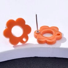 20pcs Plum Blossom Shaped Acrylic Stud Earrings For Women DIY Jewelry Making Earring Components Accessories