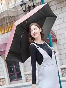 1 chiếc ô màu trơn đơn giản có hộp đựng viên nang, ô che nắng viên nang nhỏ gọn và di động, ô che nắng chống tia UV, ô dù che nắng và mưa, ô dù gấp bỏ túi mini cho nam nữ dùng cho trường học, văn phòng, gia đình, du lịch - Nhiều màu - Xem 3