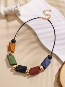 BOCAR 1 chiếc vòng cổ hạt gỗ bất đối xứng phong cách Bohemian - vòng cổ đính cườm - Xem 11