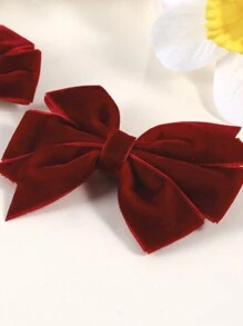 2 chiếc nơ cài tóc nhung màu đỏ tía cho nữ, kẹp tóc hình đuôi én sang trọng màu trơn, phụ kiện tóc kiểu Pháp. Thích hợp cho ngày Valentine, phụ kiện đội đầu, kẹp tóc. - Màu Đỏ Sâu - Xem 4