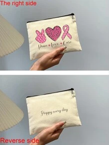 Túi cầm tay đựng mỹ phẩm Giáng sinh có khóa kéo, Túi đa chức năng, Túi đựng đồ du lịch cho nữ - Quà tặng Giáng sinh lý tưởng cho phụ nữ - Màu be - Xem 4