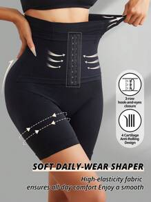 Women Seamless High Waist Waist Trainer Shorts Faja Girdle Shapewear Hook-And-Eyes Closure Body Shaper Panties Waist Cincher Thighs Control Underwear