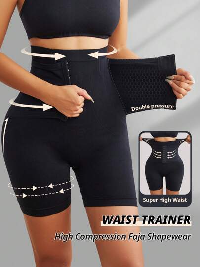 Mulheres sem costura cintura alta cintura trainer shorts faja cinto shapewear gancho e olhos fechamento corpo shaper calcinha cintura cincher coxas controle roupa interior