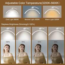 Beauty Nail Tattoo Lighting LED Light, Half Moon Ring Floor Light, Adjustable Height And Brightness, Suitable For Beauty, Tattoo, Artist, Nail Technology, Beautician Light, With Mobile Phone Holder And Remote Control - 查看 3