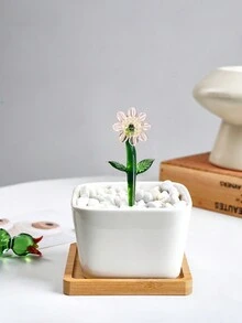 1 件创意水晶玻璃仙人掌植物花瓶（不含花瓶），4.4 英寸手工彩色玻璃工艺品，永恒仙人掌，小雏菊花室内/室外装饰，办公桌阳台趣味装饰配件 - 彩色 - 查看 8