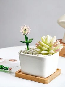 1 件创意水晶玻璃仙人掌植物花瓶（不含花瓶），4.4 英寸手工彩色玻璃工艺品，永恒仙人掌，小雏菊花室内/室外装饰，办公桌阳台趣味装饰配件 - 彩色 - 查看 7