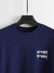 No Pain No Gain Men's Basic 100% Cotton T-Shirt - Màu xanh hải quân - Xem 4