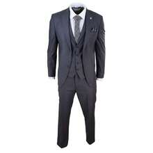 New Mens 3 Piece Suit Plain Charcoal Classic Tailored Fit Smart Casual 1920s Formal - 木炭 - 查看 2
