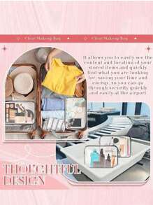 3 pezzi/1 pezzo Borsa per cosmetici trasparente in PVC, organizer per cosmetici, astuccio, accessori scolastici per ragazze, borsa da spiaggia per signore, borsa da toilette, accessori per il bagno, scatola per riporre, forniture scolastiche, articoli essenziali per il college, elementi essenziali da viaggio, borsa da viaggio, regalo per festa di nascità, contenitore per l'arte, Natale, Ognissanti, regalo personalizzato, contenitore per accessori, contenitore per il trucco, organizer da scrivania, organizzazione e conservazione del bagno, pratica borsa da toilette impermeabile con cerniera in plastica - Multicolore - Visualizzare 5