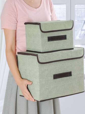 2 st/set hopfällbar förvaringslåda, klädförvaringslåda, förvaringslåda för dagliga nödvändigheter, förvaringslåda med stor kapacitet, hopfällbar klädförvaringslåda, leksakslåda, klädförvaring, förvaring för hemmabruk, hemförvaring, garderobsförvaring, höstförvaring, förvaring av sommarkläder, garderobsförvaringslåda, hopfällbar tygförvaringslåda, lämplig för behåar, strumpor etc., med lock och dammskydd