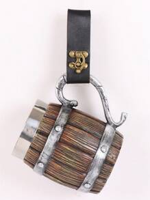 3PCS Renaissance Belt Waist Bag Retro Mug Holder Belt Accessory Halloween Cosplay (Cup Not Included) - Black - View 4