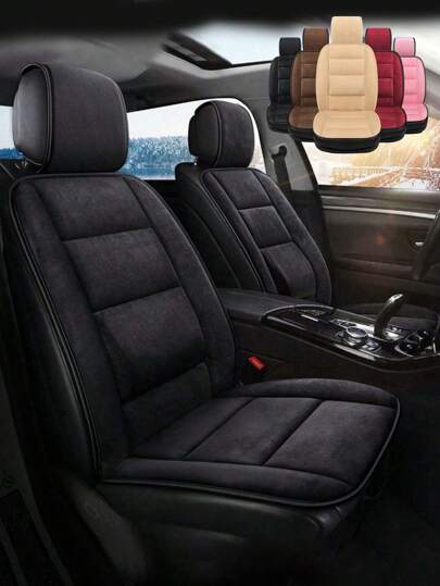 1pc Car Seat Cushion, Plush Short Fur, 4-Season Universal, Warm For Winter, Thickened Backrest, New Model Car Seat Pad, Warm Car Seat Cover, Single Piece With Backrest, Thickened Plush, Car Interior Accessories