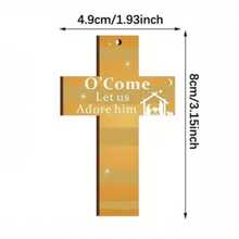 24 stuks hangende houten kruisdecoratie houten kruis kerststal ornament cadeau voor kerstmis familie en buiten, kerstdecoratie buiten, kerstcadeaus