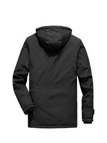 Chaqueta para exteriores impermeable y a prueba de viento con capucha desmontable para hombres, de 2024, de alta calidad, con forro térmico, de unicolor, de moda casual, resistente a la abrasión y con relleno cálido.