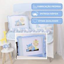 Crib Protector Kit With American Braid Embroidery For Boy And Girl 10 Pieces - 藍色朋友 - 查看 7