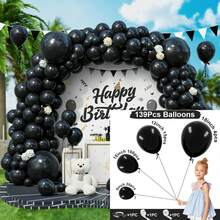 139 件沙色、白色、玫瑰色、红色、橙色、黄色、蓝色、黑色、粉色、紫色、棕色、绿色乳胶花环气球，适用于婚礼、生日、新娘送礼会、单身派对装饰、性别揭示、派对装饰、室内和室外装饰 - 彩色 - 查看 35