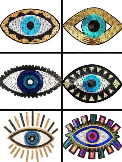 1 件/套眼睛刺绣熨烫补丁，邪恶之眼刺绣贴花，独特设计，适合 DIY 服装和配饰，如牛仔裤、连衣裙、可爱卡通刺绣贴纸