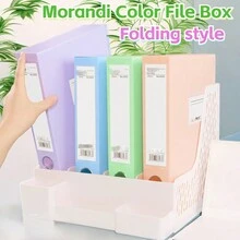 55mm Thick Morandi Color File Box, A4 Folding File Storage Box, Document Box, Certificate Box, Record Box, File Folder - Set-morandi-file Box-255/5pcs - View 4