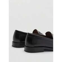 Mango Men's Aged-Leather Loafers - 黑色 - 查看 3