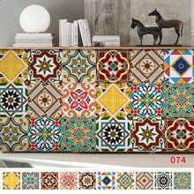 A Set Of 10 Pieces, 10X10CM, Bohemia, Mandura Splicing Small Floral Stickers, Simulation Tile Stickers, Home Renovation Kitchen And Bathroom Decoration Stickers, Kitchen Stickers, Anti-Oil Stickers, Personalized Stickers, Renovation Stickers, Colorful Stickers, Kitchen Renovation, Bathroom Renovation, Suitable For Flat Walls, Suitable For Living Room, Suitable For Kitchen, Suitable For Bathroom - Multicolor - View 9