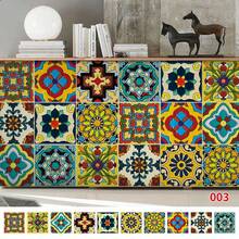 A Set Of 10 Pieces, 10X10CM, Bohemia, Mandura Splicing Small Floral Stickers, Simulation Tile Stickers, Home Renovation Kitchen And Bathroom Decoration Stickers, Kitchen Stickers, Anti-Oil Stickers, Personalized Stickers, Renovation Stickers, Colorful Stickers, Kitchen Renovation, Bathroom Renovation, Suitable For Flat Walls, Suitable For Living Room, Suitable For Kitchen, Suitable For Bathroom - Multicolor - View 4