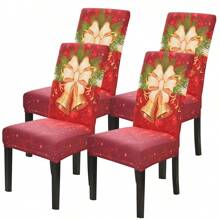 8 szt. pokrowców na krzesła z kokardą świąteczną, pokrowce na krzesła świąteczne, pokrowiec na oparcie krzesła świątecznego, rozciągliwy pokrowiec na siedzenie świąteczne, zmywalny pokrowiec na krzesło do jadalni, pokrowiec na przyjęcie świąteczne, pokrowce na krzesła świąteczne do jadalni, nadrukowane pokrowce na krzesła, dekoracje świąteczne, najnowsze rozciągliwe zdejmowane pokrowce na krzesła