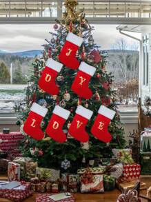 1 PEÇA, Meias de Natal, Meia de Natal Tricotada com Inicial, Meia de Natal com Monograma, Meia de Natal Média Personalizada com Inicial de 12 Polegadas, Meia de Natal Personalizada com Letra de A-Z, Meia de Natal Tricotada Vermelha, Meia de Natal Personalizada com Inicial, Meias de Natal Personalizáveis, Meia de Natal Personalizada para Decoração de Casa