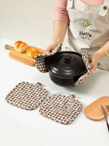 2 pièces/4 pièces Dessous de plat en coton épais isolé, tapis résistant à la chaleur pour la cuisine, la salle à manger, le salon, support de style nordique