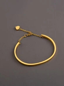 1 Stück minimalistisches und modisches 18K vergoldetes Edelstahl Herz-förmiges Anhänger Armband, lässiges Accessoire als Geschenk für Männer zu Valentinstag, Mütter, Muttertag