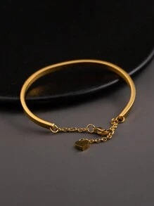 1 Stück minimalistisches und modisches 18K vergoldetes Edelstahl Herz-förmiges Anhänger Armband, lässiges Accessoire als Geschenk für Männer zu Valentinstag, Mütter, Muttertag