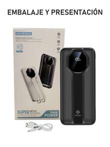 1pc Power Bank Portable Battery 10000mah Fast Charging Digital LED Display Portable Charger With LED Light - Black - View 6