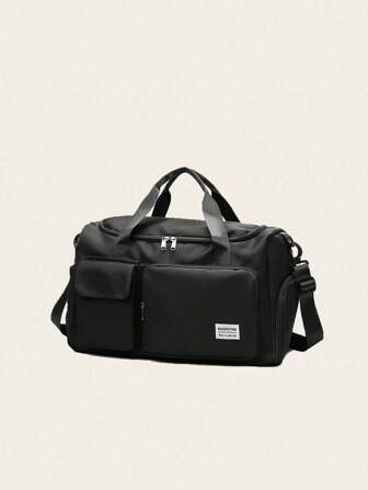 Bolso de viaje casual de tela de unicolor con etiqueta para mujer, bolso de playa para el verano, esenciales de viaje para vacaciones de verano, accesorios de viaje para vacaciones, organizador de viaje, bolso de hospital, accesorios de viaje para campamento, bolsa de viaje, organizador de viaje, ropa de viaje al aeropuerto, artículos de viaje, bolsa de equipaje, ideas de regalo de Navidad para mujeres y niñas, regalos de Navidad para mamá, amiga, bolso de gimnasio, bolso deportivo, equipo para vacaciones y fiestas