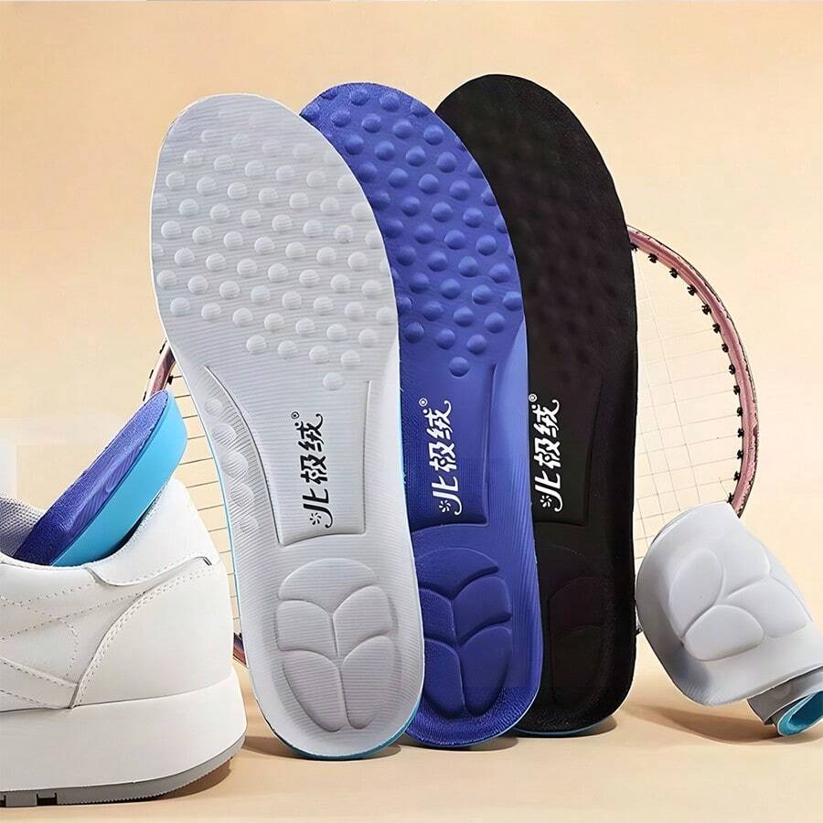 2 件男女通用柔软 7D 减震鞋垫 - 前垫按摩、舒适高弹性、透气吸湿排汗、防滑防臭鞋垫，适合跑鞋、休闲鞋、运动和日常穿着 - 灰色 - 查看 1