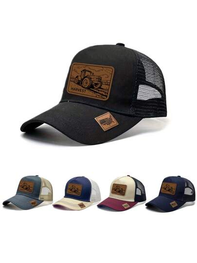1 pieza Gorra de béisbol de estilo de moda para exteriores con patrón característico de tractor, apta para aventuras al aire libre y experiencias de granja