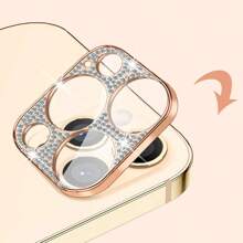 New One-Piece Gold Rhinestone-Studded Camera Lens Film For Mobile Phone, Works Comaptible With IPhone11, Compatible With IPhone11pro, Compatible With IPhone11pro Max, Compatible With IPhone 12, Compatible With IPhone 12mini, Compatible With IPhone 12pro, Compatible With IPhone 12promax, Compatible With IPhone 13, Compatible With IPhone 13mini, Compatible With IPhone 13pro, Compatible With IPhone 13promax, Compatible With IPhone 14, Compatible With IPhone 14plus, Compatible With IPhone 14pro, Compatible With IPhone 14promax, Compatible With IPhone 15, Compatible With IPhone 15plus, Compatible With IPhone 15pro, Compatible With IPhone 15promax, Compatible With IPhone 16, Compatible With IPhone 16plus, Compatible With IPhone 16pro, Compatible With IPhone 16promax Gift For Birthday, Family, Friends Sparkling Crystal, Lens Protector, Phone Accessories
