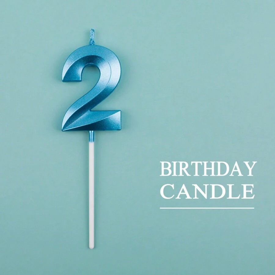 1pc Blue Numeric Birthday Cake Candle 0-9 Age Party Decorations - Blue - View 1