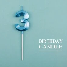 1pc Blue Numeric Birthday Cake Candle 0-9 Age Party Decorations - Blue - View 5