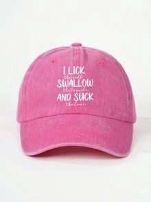 1 件印有“I LICK SWALLOW AND SUCK”可调节棒球帽，户外防晒休闲帽，适合春秋季旅行和海滩，适合年轻男士，Y2K 风格 - 棒球帽 - 查看 4