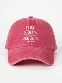 1 件印有“I LICK SWALLOW AND SUCK”可调节棒球帽，户外防晒休闲帽，适合春秋季旅行和海滩，适合年轻男士，Y2K 风格 - 棒球帽 - 查看 6