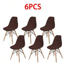 1/2/4/6pcs Corduroy Imitational Velvet Eames Chair Cover Elastic Plastic Shell Chair Seat Cushion Slipcover, Solid Color - Multicolor - View 19