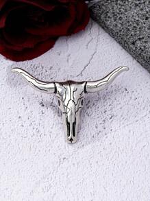 1 件波西米亚西部哥特式复古合金牛头胸针，耐用且用途广泛，适用于服装、包包或帽子，带扣时尚胸针 - 古金色 - 查看 3