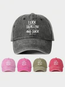 1 件印有“I LICK SWALLOW AND SUCK”可调节棒球帽，户外防晒休闲帽，适合春秋季旅行和海滩，适合年轻男士，Y2K 风格 - 棒球帽 - 查看 10
