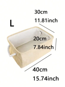1 hộp đựng quần áo bằng vải lanh dày EVA không có nắp, tủ quần áo đồ chơi bằng vải denim jeans, giỏ đựng đồ để bàn - Màu be - Xem 4