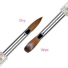 1 Stück funkelnde Strass Nagelbürste, Kolinsky Acryl Pinsel, Acryl Pulver Nagelpinsel (Silber, Größe #8-#18)