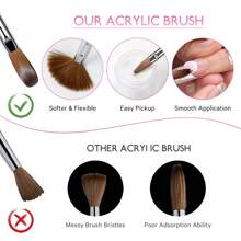 1 Stück funkelnde Strass Nagelbürste, Kolinsky Acryl Pinsel, Acryl Pulver Nagelpinsel (Silber, Größe #8-#18)