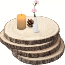 2 miếng gỗ tự nhiên lớn dùng làm đồ trang trí bàn, đồ thủ công, tranh vẽ, đồ trang trí, đám cưới và các dự án tự làm - Đồ trang trí Giáng sinh hoàn hảo - Màu gỗ - Xem 1