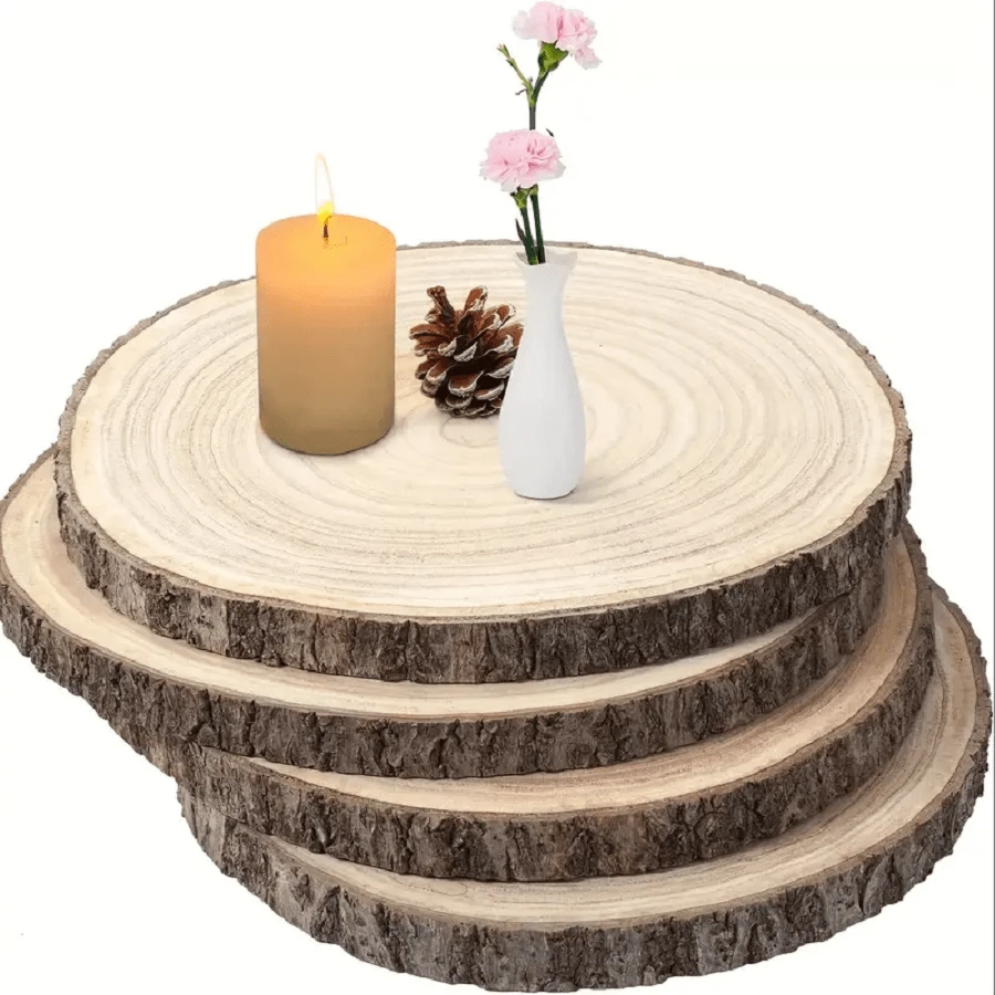 2 miếng gỗ tự nhiên lớn dùng làm đồ trang trí bàn, đồ thủ công, tranh vẽ, đồ trang trí, đám cưới và các dự án tự làm - Đồ trang trí Giáng sinh hoàn hảo - Màu gỗ - Xem 1