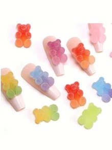 1 盒/50 个平背小熊软糖树脂饰品 50 个彩色迷你平背小熊软糖饰品，适用于美甲、珠宝制作和工艺品 美甲用品 指甲 美甲宝石 - 彩色 - 查看 6